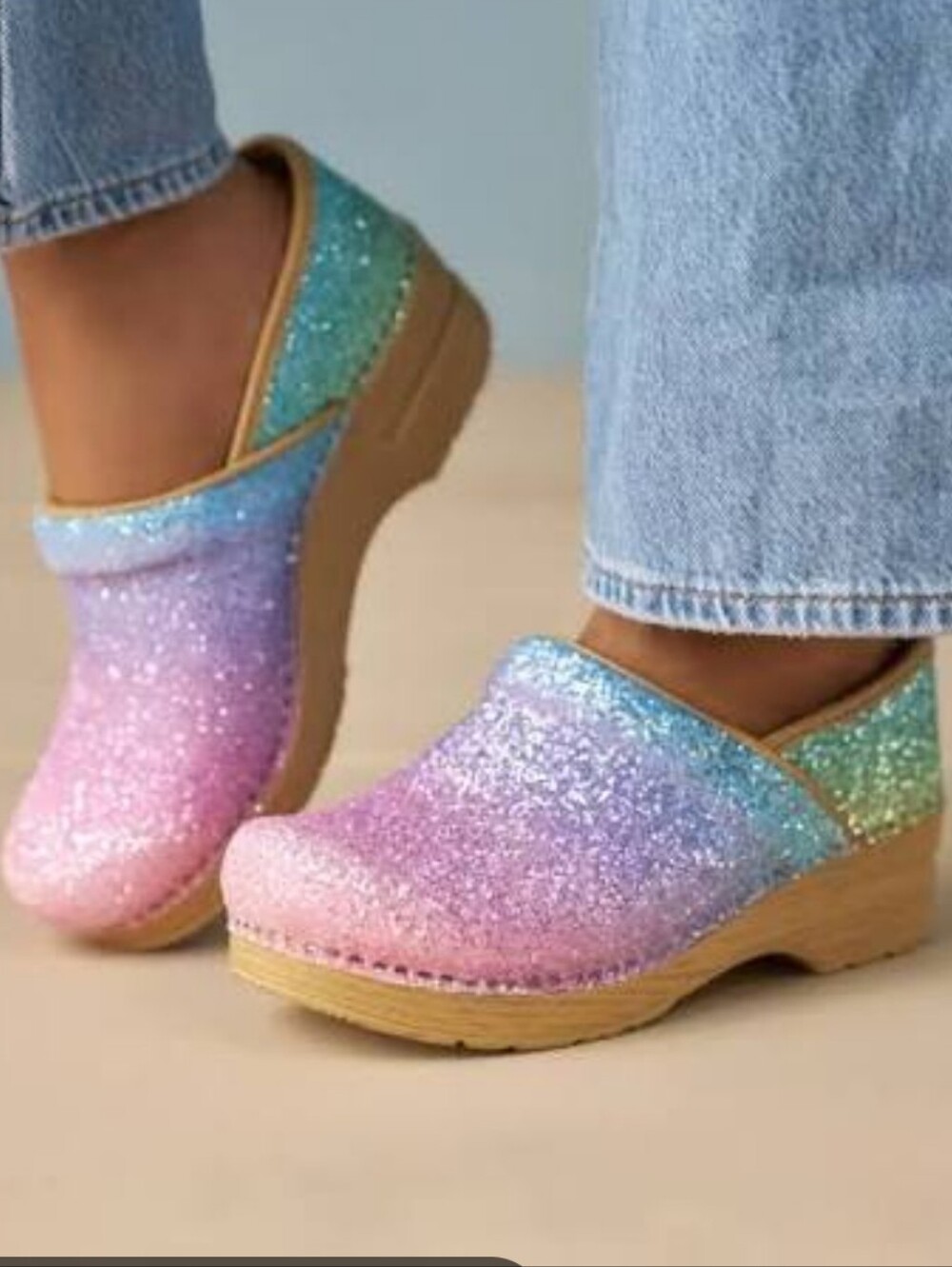 Dansko Pro Clogs Pastel Glitter Gradient Slip-On EU38 US 7.5-8 LIMITED EDITION